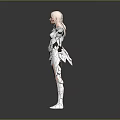 Pink Haired Female Character in White Creature Inspired Armor Design