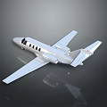 Silver Private Jet with Fuselage Wings Windows and Tail on Smooth Black Background 3d model