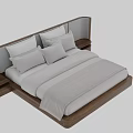 Modern Double Bed Design With Wooden Frame White Linens Pillows And Nightstand