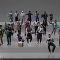 Group of Diverse People in Various Professions Standing on Steps with Uniforms and Casual Clothes