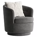 Modern Light Gray Upholstered Single Sofa With Curved Backrest Armrests And Geometric Pillow 3d model