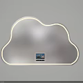 Cloud Shaped Decorative Wall Mirror With Gold Frame And Small Logo Tag On Surface 3d model