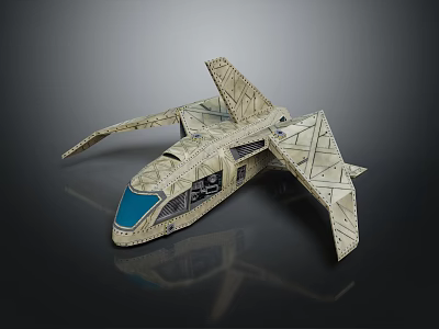 Geometric Pattern Model Aircraft With Extended Wings Blue Cockpit And Detailed Design 3d model