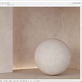White Sphere Table Lamp Illuminating Light Colored Wall Corner Minimalist Interior