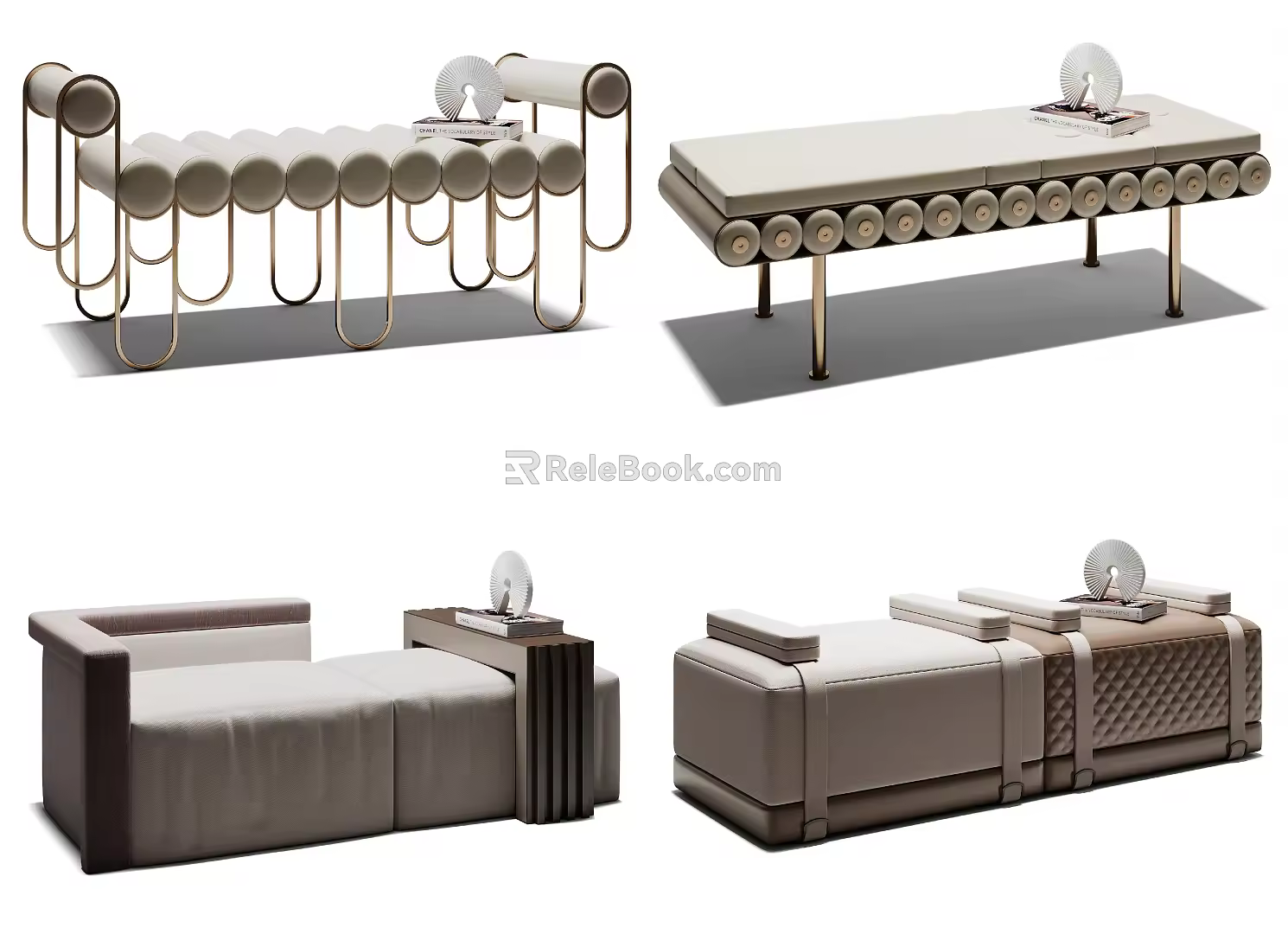 Modern sofa stool bench combination 3d model