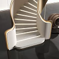 Modern Spiral Staircase Interior Design With White Walls Gold Accents And Black Polished Floor