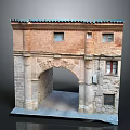 Historic Arch Structure With Stone Brick Walls Tile Roof And Carved Windows