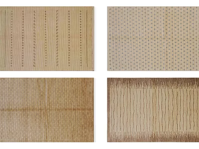 Square Area Rug Designs With Striped Dotted Woven Textures And Fringe Details 3d model
