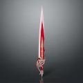 Fantasy Red Sword With Golden Hilt Decorations And Sharp Blade Design 3d model