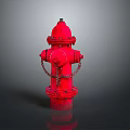 Red Fire Hydrant With Metal Chains And Classic Design On Reflective Surface