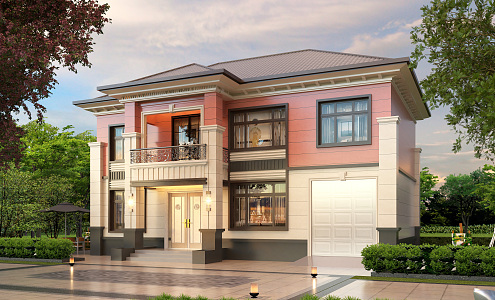 New Chinese style single-family villa 3d model