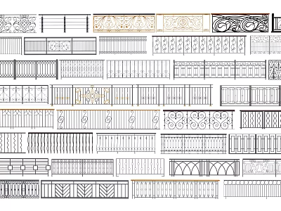 Various Classic And Modern Decorative Railing Designs With Intricate Patterns 3d model