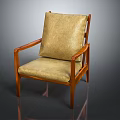 Comfortable Modern Leisure Chair With Wooden Frame Beige Cushion And Armrests Design