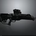 Black Tactical Weapon With Scope Red Dot Sight And Metallic Finish Design 3d model