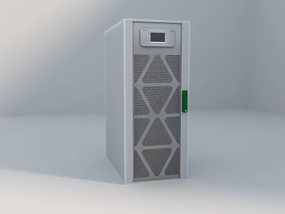 Silver Gray Vertical Industrial Equipment With Digital Display And Geometric Ventilation Grilles 3d model