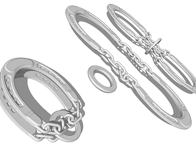 Heavy Duty Steel Shackles With Interlocking Chains And Metal Rings 3d model