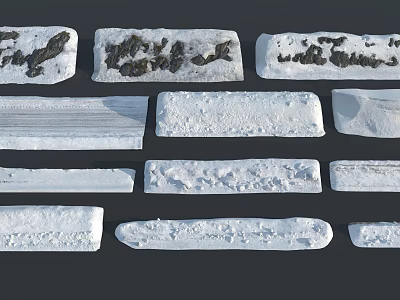 Natural Snow Covered Stones with Various Textures and Shapes in Winter Landscape 3d model
