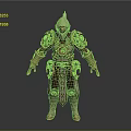 Fantasy Warrior Character In Ornate White And Brown Armor With Golden Accents And Green Gemstones