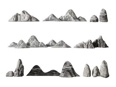 Natural Stone Garden Ornaments in Various Shapes and Sizes for Landscape Decoration 3d model