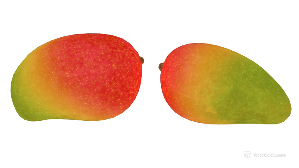 Fresh Ripe Mango Fruits Showcasing Bright Red Yellow And Green Colors 3d model 
