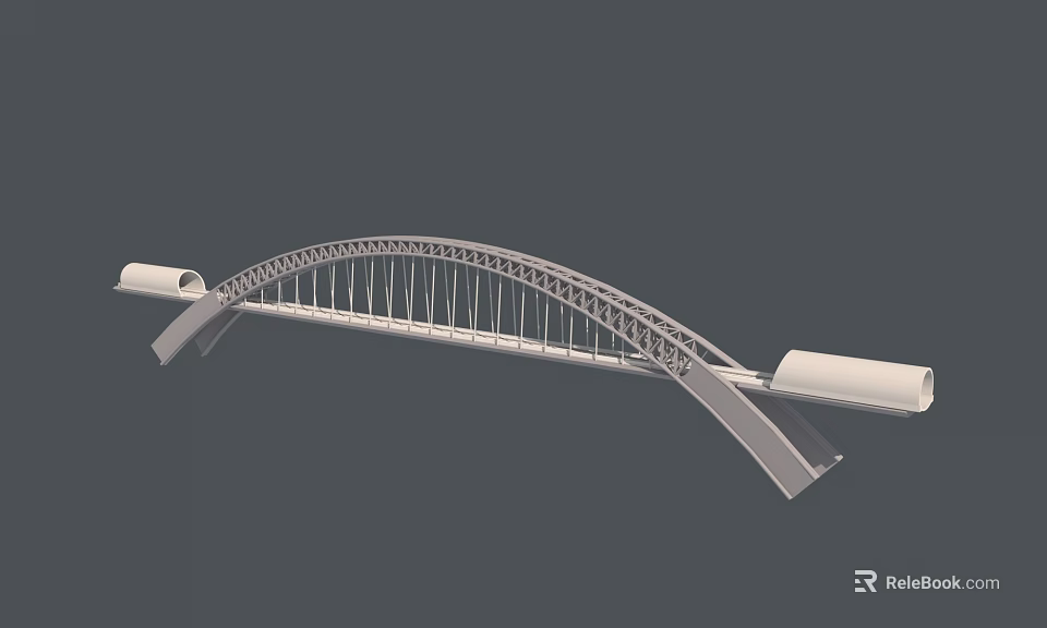 Arch Bridge Design With Modern Curved Structure And Support Beams Architecture 3d model 