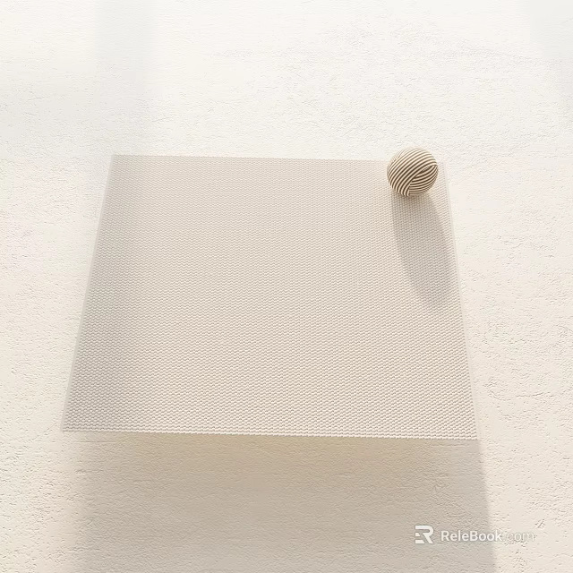 Light Beige Square Carpet With Grid Pattern Soft Texture For Living Room Decor 3d model