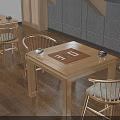 Hotel Mahjong Room with Wooden Tables Chairs and Cozy Interior Design