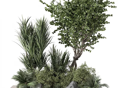 Lush Green Bonsai Potted Plant With Tree Shaped Design And Small Foliage Plants 3d model