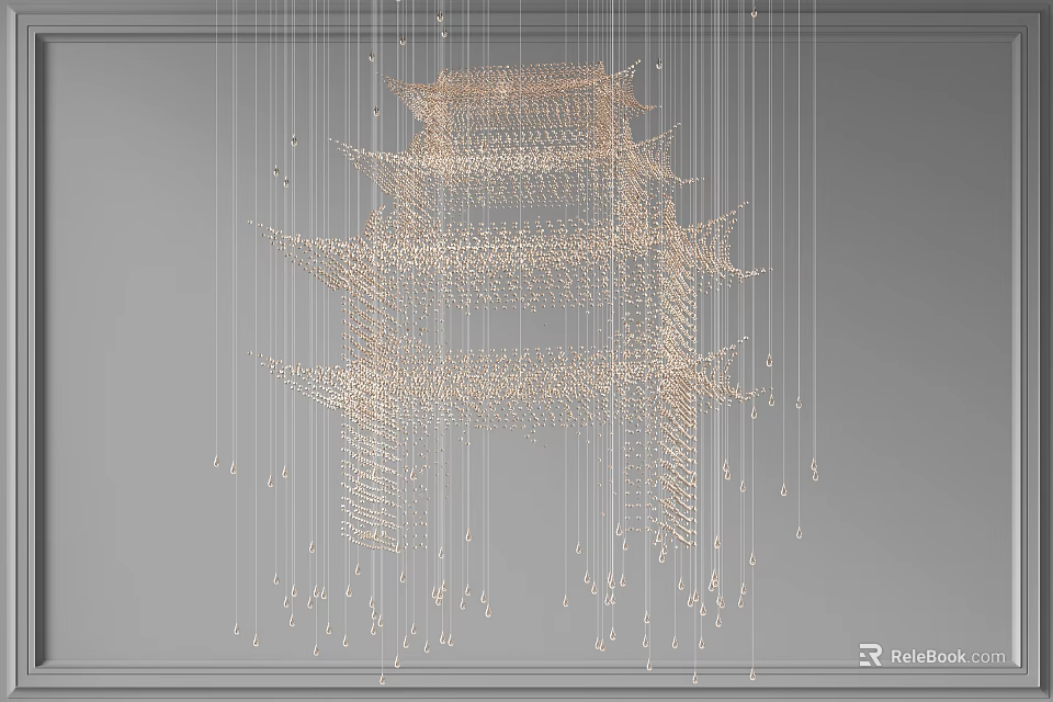Modern Crystal Chandelier With Multi layer Design Hanging Indoor Sparkling Decorative Lights 3d model 