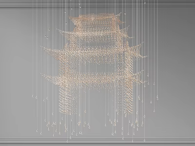 Modern Crystal Chandelier With Multi layer Design Hanging Indoor Sparkling Decorative Lights 3d model