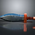 Blue Textured Blade Sword With Red Wooden Handle And Copper Guard