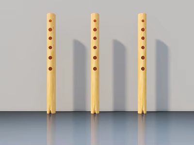 Three Yellow Swing Door Handles Featuring Red Dots On Gray Background Surface 3d model