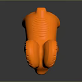 Orange Ram Toy Sculpture with Curved Horns on Black Reflective Background