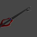 Black Spear With Red Decorative Accents And Purple Ring Detail Design