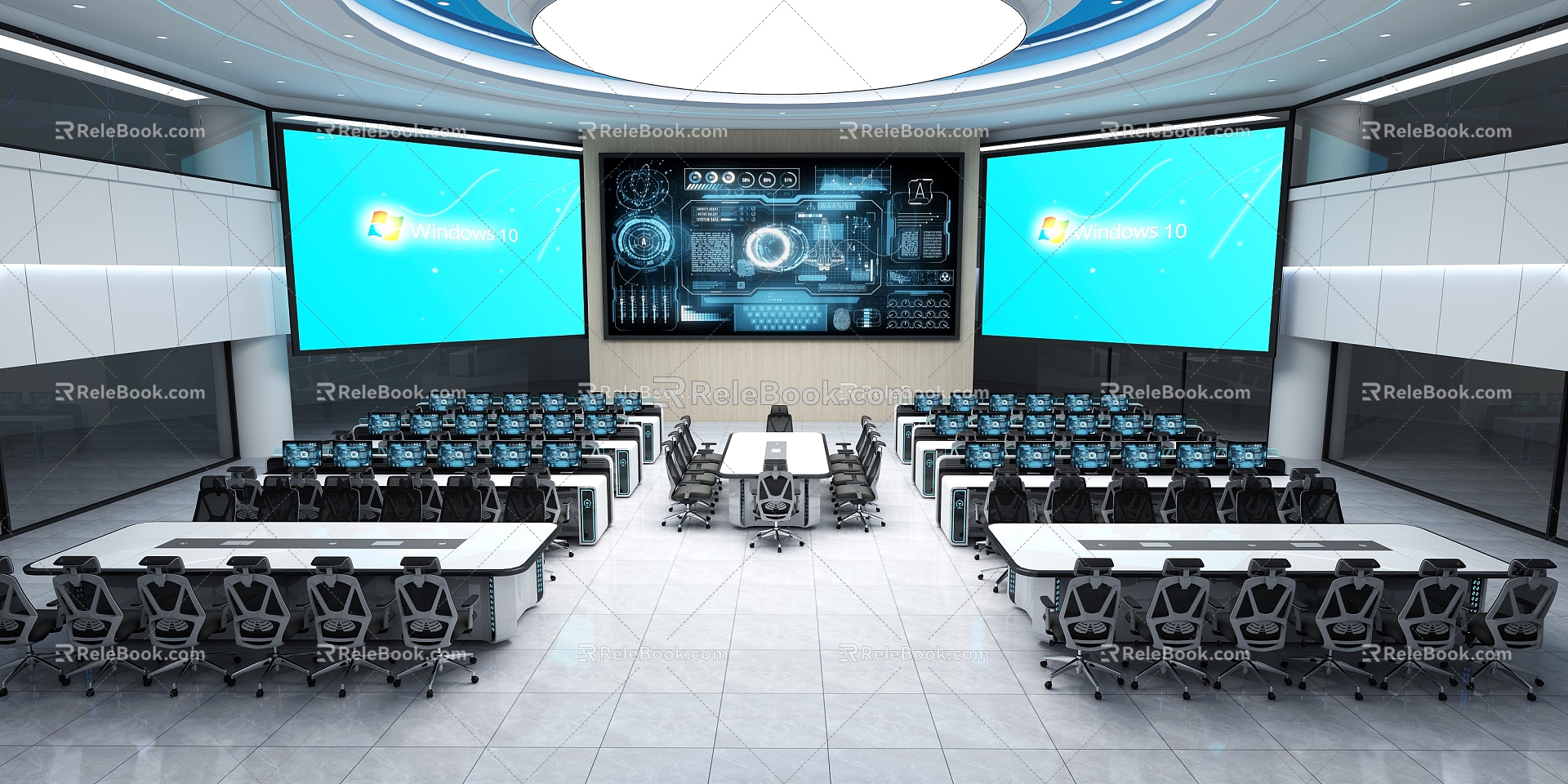 Monitoring room Monitoring center Monitoring table Monitoring conference room Monitoring hall 3d model