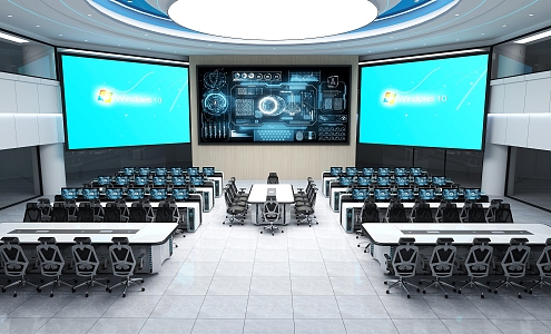 Monitoring room Monitoring center Monitoring table Monitoring conference room Monitoring hall 3d model