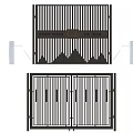 Garden Landscape Double Door Design With Vertical Slats And Mountain Pattern 3d model