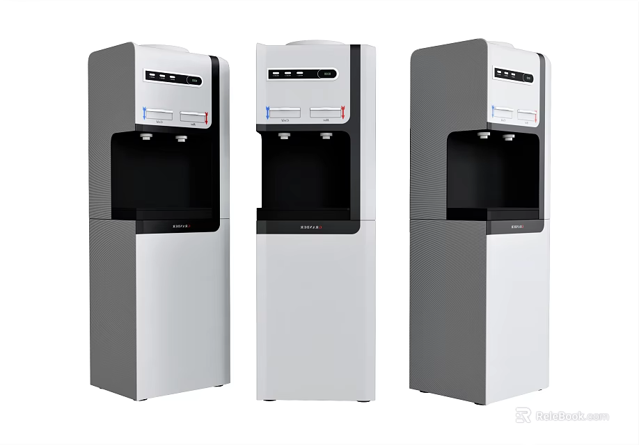 Three Modern Vertical Water Dispensers As Daily Electrical Appliances With Sleek Design 3d model 