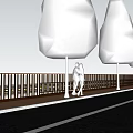 Road Facilities With Paved Sidewalk Green Trees And Pedestrians In Urban Area