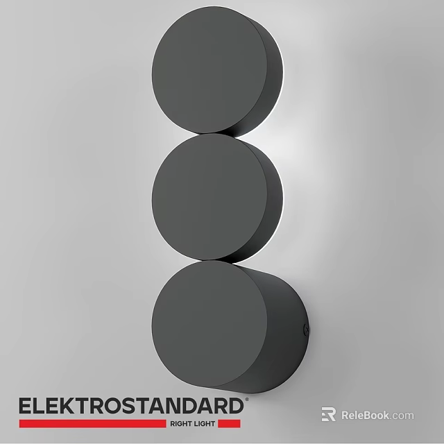 Three Circular Black Wall Lamps Vertically Mounted on White Wall 3d model 