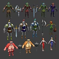 Fantasy Characters And Creatures With Various Armor Weapons And Different Sizes Appearance Design 3d model