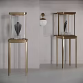 Modern Stylish Display Shelves With Metal Frame And Glass Doors For Showcasing Items