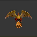 Mythical Phoenix Game Character With Flaming Wings And Fiery Tail
