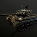 Vintage Military Camouflage Tank With Armored Cannon Tracks And Equipment Design