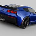 Blue Sleek Sports Car With White Stripes Red Accents And Black Alloy Wheels