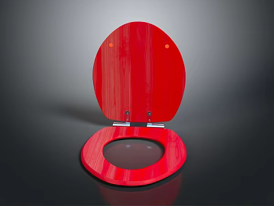 Open Red Wooden Toilet Seat Design For Bathroom Living Essentials With Modern Look 3d model
