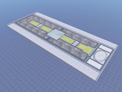 Water Fountain Design With Rectangular Layout Central Pool And Greenery Sections 3d model