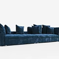 Navy Blue Sectional Sofa With Multiple Cushions For Living Room 3d model