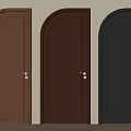 Stylish Arched Hinged Doors in Brown Dark Brown and Black with Classic Door Handles