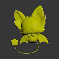 Adorable 3D Fantasy Creature With Big Ears Blue Wings And Star Accessory
